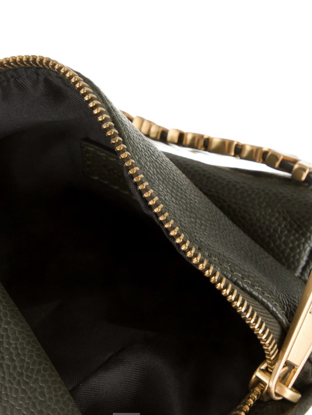Moschino Olive Green MINI Pebbled Leather  Bag with Gold Hardware - Picture 4 of 12